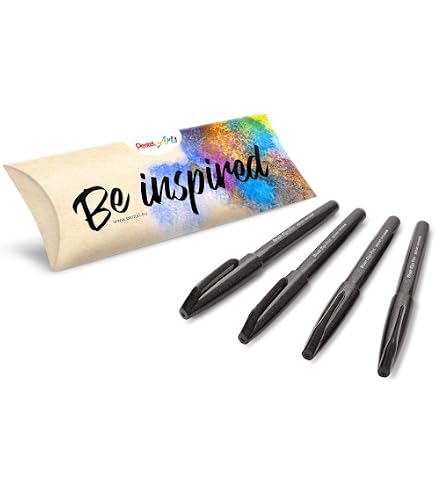 Pentel Brush Sing Pen Confezione Da 12 Pennarelli Con Punta A Pennello Linee Sottili Spesse Seconda Della Pressione Realizzati Con 81 Di Plastica Riciclata Colori Vivaci Assortiti P 264603
