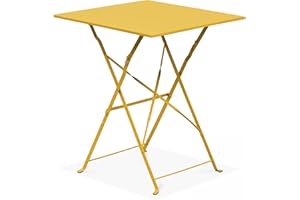 Oviala Table de Jardin Pliante bistrot en Acier Jaune
