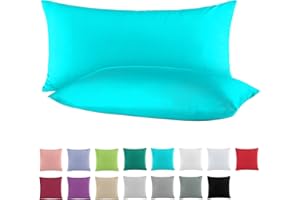 ‎BASATEX BaSaTex 2er-Pack Renforce-Kissenbezüge aus Baumwolle, 40 x 80 cm, in 13 modernen Farben, Baumwolle, Petrol, 40 x 80 cm