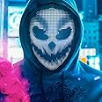 Pakuyi LED Light Up Mask Halloween Mask with Bluetooth App Control Scary LED Mask Purge Halloween Costume for Festival Cosplay Halloween Costume Masquerade Parties Carnival Gift