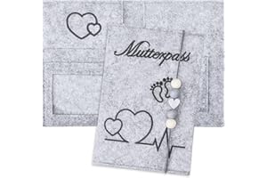 MUYAPAY Mutterpasshülle aus Filz Premium Mutterpass-Hülle aus Filz-Stoff für deutschen Mutterpass für Ultraschallbilder Unterlagen & Impfpass etc,für Schwangerinen und Zukunftige Mütter (Hellgrau)