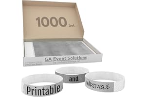 TESTEL GA Event Solutions 1000 pulseras de acceso de Tyvek para diseñar e imprimir en color plateado, pulseras de acceso para fiestas, festivales, eventos