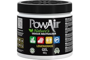 PowAir Gel Natural Odour Neutraliser - Lemongrass Fragrance - Effective Home Odour Eliminator with Natural Essential Oils (400g)