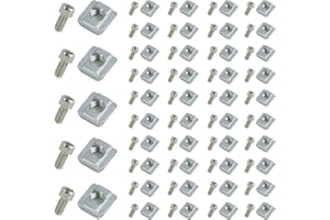 VXIWSCY Lot de 50 Écrous à Rainure en T M6, Série 2020 M5 Type B, en Acier au Carbone avec Vis à Six Pans Creux, Kit de Connecteurs pour Fentes d'Extrusion en Aluminium, Compatible avec Profils de 6mm