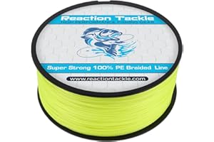 Reaction Tackle Braided Fishing Line - Pro Grade Power Performance for Saltwater or Freshwater - Colored Diamond Braid for Extra Visibility