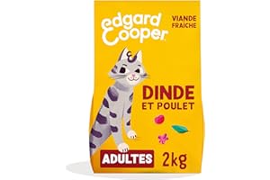 Edgard Cooper Croquettes pour Chat Stérilisé, Adulte, Dinde & Poulet 2kg, Sans céréales, Viande fraîche, Nourriture naturelle, Croquette Riche en protéines, Sans sucres ajoutés