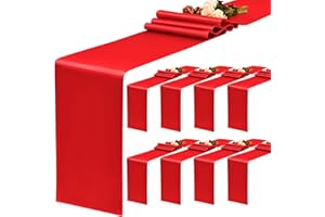 YMHPRIDE 8 Pack Satin Table Runner Red Table Runner, 12x72 Inch Long Silk Table Runner for Wedding Party Birthday Banquet Table Decoration - Red