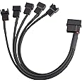 4-Pin Molex to 5 x 3 Pin / 4 Pin PMW 12V PC Case Fan Power Adapter Cable, 3-Pin or 4-Pin (PWM Connector) to Molex Computer Cooler Cooling Fan Splitter Y Power Cable