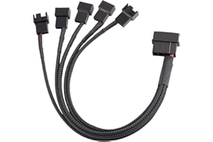 YIEJOYA Molex 4 Broches vers 5 x 3 Broches / 4 Broches PMW 12V Câble Adaptateur d'alimentation du Ventilateur du boîtier du PC, 3 Broches ou 4 Broches (connecteur PWM) vers Le répartiteur du Ventilateur