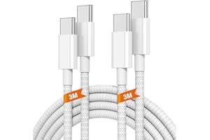 KITMINUN 2Pack 3M iPhone 17 16 15 USB C to USB C Charger Cable, 60W Type C Fast Charging Wire Lead Long for Apple iphone 17 Pro Max/17 Air/16/16 Pro/15 Plus/15/Samsung Galaxy S24+/S23 Ultra/MacBook Pro/iPad