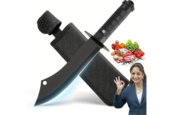 PANCA Stainless Steel Meat Knife for Kitchen Heavy Duty Knife for Chopping, Dicing & Mincing Butcher Knife for Home & Restaurant Use Ergonomic Handle (Black)