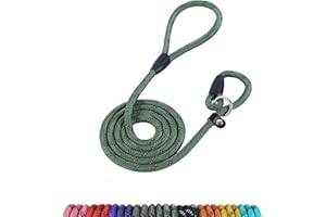Loutep Slip Lead For Dogs-1.5m Long Rope Dog Leash With Reflective Stitching Slip On With No Collar Or Harness Needed Anti-Choke Dog Slip Lead Ideal For Small Puppy Large & Medium Dogs Training