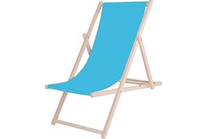 SPRINGOS Chaise Longue Pliante en Bois Chaise Longue pour Jardin et Petit Balcon Système de sécurité 3 Positions Pliable avec Tissu Textile