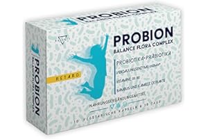 BALANCE NUTRITION PROBION® | Probiotika Darmsanierung | Probiotika Kapseln | 40 Milliarden CFU | Lactobacillus, Bifidobacterium + Enzi-Mix + Vitamine + Bambus und Kamille zur Beseitigung von Darmgas | 30 Kapseln Retard