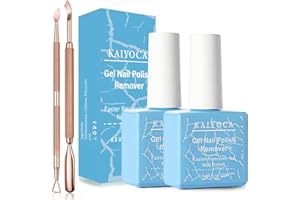 KAIYOCA 2 Packs Gel Nail Polish Remover With 1 Cuticle Pusher and 1 Nail Polish Scraper,Quickly & Easily Remove Nail Polish in 3-5 Minutes,No Need For Foil, Soaking Or Wrapping
