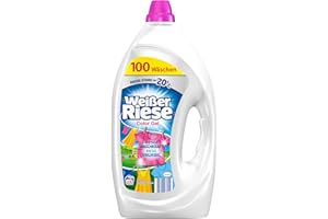 ‎WEIßER RIESE Weißer Riese Color Gel (100 Waschladungen), riesig ergiebiges Color Waschmittel mit riesiger Waschkraft ab 20 °C sorgt für strahlend saubere Wäsche, 100% recycelbar