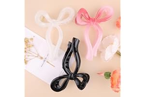 Kesfey 3 PCS Bow Claw Clips for Women, Cute Hair Bows for Women Girls Ribbon Bow Hair Claw Clips for Thick Hair Strong Hold Nonslip Hair Claws Coquette Bows for Hair