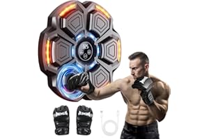 CRECAD Music Boxing Machine Adultos - 9 Modos de Velocidad Maquina Boxeo Musical Pared con Guantes De Boxeo - Máquina de Boxeo con Bluetooth y Recuento Inteligente y Luces al Ritmo de la Música