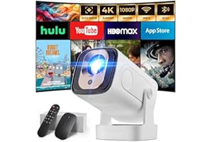 WOWLINK 2025 Proyector [Auto Focus & 1080P Nativo & Apps integradas] Proyector 4K Auto Correction WiFi 6 Bluetooth 5.4 MiniProyector Portátil Compatible con HDMI/TV Stick/Memory Stick/Laptop, Blanco
