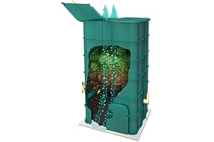 SUPERCOMP Garten Komposter Schnellkomposter, geruchsfrei mit Gleit-Technik Kompostieren ohne üblen Gerüche, kein Kompost Umsetzen nötig, mit Bodenplatte, 350L