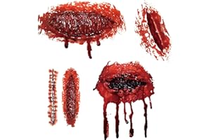 CARGEN Tatuajes de Halloween, 4 Hojas Sangre Falsa Tatuajes Temporales de Halloween Tatuajes Falsos, Cicatrices Falsas Maquillaje Falso, Fiesta de Cicatrices, Disfraces Accesorios,A Estilo