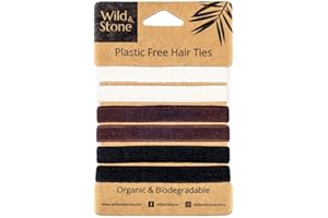 Wild & Stone | Pack of 6 Hair Bands | 100% Biodegradable and Plastic-Free Elastic Hair Ties | 100% Organic Cotton and Natural Plant-Based Rubber | No Crease Ponytail Holder (Natural)