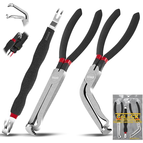 Glarks 3 stuks Fuel Line Pliers set, 9 inch brandstoffilter, kaliper broek, pijpklem en 80 graden ontkoppeling, tang, set voor auto-onderhoud
