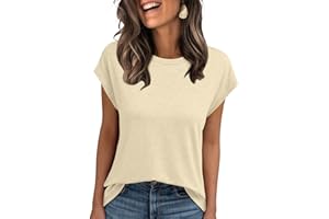 AirMood Camiseta básica informal de verano para mujer con manga casquillo