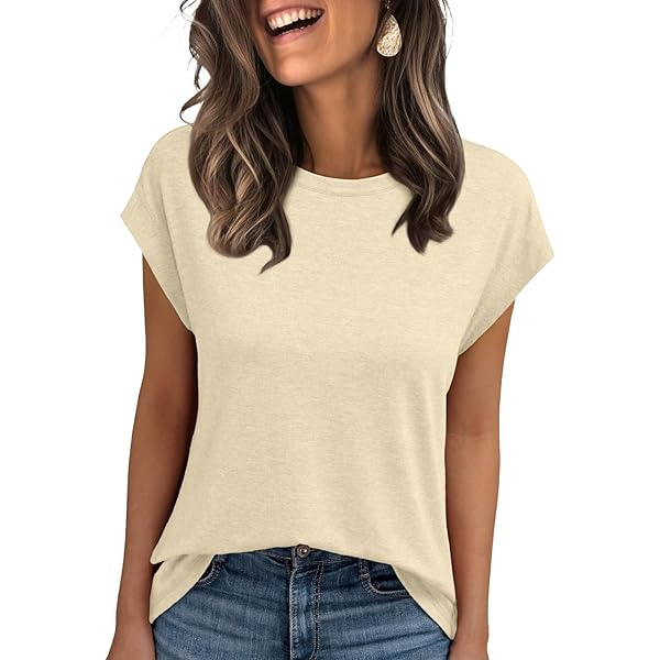 YUTILA Dames ronde hals casual gestreept T-shirt zomer tops, grijs, S