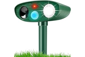 DRAGONLIONS Cat Repellent, Solar Powered Waterproof Animal Deterrant, Solar Powered Deterrent with Motion Sensor and Flashing Lights Outdoor Solar Farm Garden Yard Device, Dogs, Cats, Birds