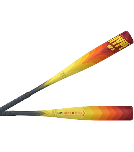Batte De Baseball Easton Hype Fire USA 2025 - 28 Pouces, 18 Oz - Rouge/orange/jaune