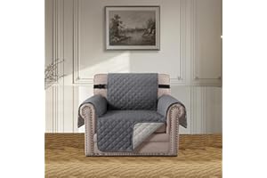 BellaHills Sofa Überzug 1 Sitzer (55CM), Hund Katze Sofaschoner Anti Rutsch Vintage Couch Überzug für Wohnzimmer, Weicher Sofa Auflage, Grau