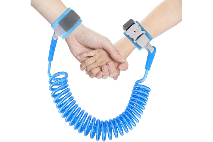 Anti Lost Toddler Wrist Reins, Toddler Safety Harness Walking Leash, Anti-Lost Child Safety Wrist Link, 2.5M 360 Degree Rotating Wrist Strap with Elastic Wire Rope for Kids Baby Boys Girls