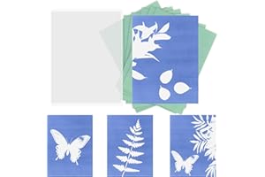 HUANGXINYU 42 Sheets Sun Print Paper Kit, A6 Sunprint Cyanotype Paper A6, Folder High Sensitive Solar Print Papers Solar Activated Art Printing for DIY Arts and Crafts Education Photography