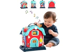 cutie pumpkin Interactive Activity Cube House,Montessori Toys for 1,2 year old Boy or Girl Birthday Present,6 in 1 Baby Toddler Early Educational Learning Toy with Lights/Rhyme Music/Story/Peekaboo
