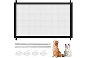 WIRZUL 1 corrimano per scale senza fori,protezione per scale per cani, 110 x 72 cm, corrimano per scale senza fori, recinzione retrattile,adatto per la sicurezza di piccoli animali e rete antinfortunistica.