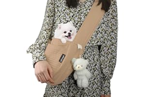 NATUYA Transportador para perros pequeños, cachorros, gatos, correa de seguridad para mascotas, para caminar, viajes al aire libre (marrón, lona)