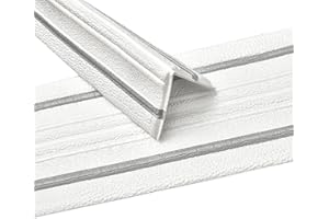 XQZMD 2 Rolls Self Adhesive Flexible Foam Molding Trim, 460 x 14 cm Baseboard Molding Wallpaper Border, 3D Decorative Wall Lines Wall Sticker Border for Floor Base Wall Base (White with Grey Lines)