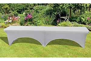 ‎FACHHANDEL PLUS Fachhandel Plus Husse weiß für Bierbank Koffer-Klappbank Gartenbank klappbare Bank Bierzeltgarnituren-Bank Bankhusse faltenfrei bügelfrei pflegeleicht waschbar 183 x 30 x 43 cm