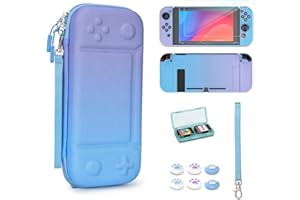 YK YOUNIK Younik Switch Étui pour Switch 2017 Modèle, Kit d'accessoires Switch 14 en 1 avec étui Switch, accessoires de protection pour console Switch et J-Con (Bleu et violet, Modèle de Bouton)