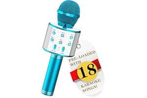 Wowstar Microphone for Kids, Wireless Microphone Bluetooth Handheld Microphones for Kids Boys Girls Toy Singing Speaker Karaoke Machine Birthday Party KTV Xmas Gifts (Blue-With 18 Preloaded Songs)