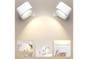 FOMYHEARD Lampada da parete a LED, Applique da parete ricaricabile Tre modalità di luminosità, Lampada da comodino a aggiornamento magnetico, Touch Controll Ruotare a 360° la Luci senza fili (2Pcs)