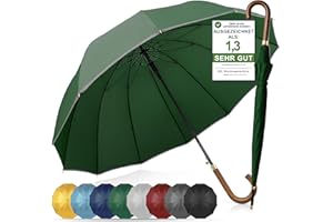 ADRIANO PORCARO® Regenschirm Sturmfest I Ø120cm Schirm I Regenschirm Groß XXL mit Reflektierendem Rand I 12 Streben Stockschirm I inkl. Schirmhülle - Für Herren & Damen I Olivgrün