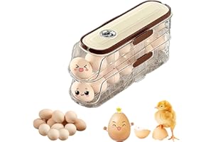 Bailtouk Soporte para Huevos para Nevera, Bandeja para Huevos de 2 Niveles, Dispensador de Huevos Automático Hueveras para Frigorifico con Asa Caja de Almacenamiento de Huevos para 14 Huevos