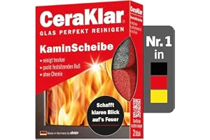 abrazo CeraKlar kaminskiva, 2 x skorstensrengöringssvamp reptålig, skorstensrengörare skiva, öppen spis ugn-glasrengöringsmed