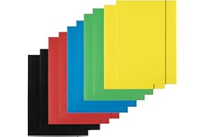 D.RECT 10 sztuk (2 sztuki w każdym kolorze 5 x 2) teczka kolekcjonerska z kartonu | teczka z gumą | teczka z gumową taśmą do DIN A4 | 3 klapy 300 g, skoroszyt kolorowo posortowany