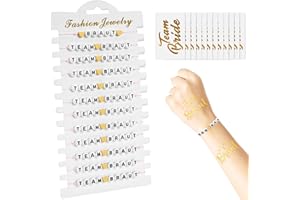 JADYON 12 Stück JGA Armbänder Frauen, JGA Accessoires Frauen, Team Braut Armbänder und 16 Pcs Team Bride Tattoo Aufkleber, Junggesellenabschied Frauen Accessoires für Dating, Hochzeit, Begleitgeschenk