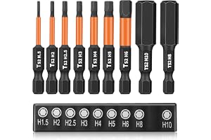 GOTRUST 9pcs Hexagonal Screwdriver Bit Set, Magnetic Hexagon Hex Wrench Long, 1/4 Hex Head Drill H1.5, H2, H2.5, H3, H4, H5
