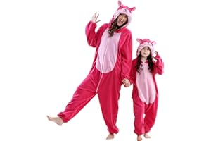 COOKY.D Pyjama Parent-Enfant à Capuche avec Motif Animal Grenouillère Unisexe Cosplay Tenue Familiale pour Halloween Jeux Fêtes et Nuit Combinaison Une Pièce pour Filles et Garçons