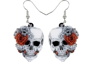 NEWEI Acrylic Halloween Candy Skull Earrings Skeleton Ghost Dangle Day of The Dead Jewellery for Women Girls Gift Charms